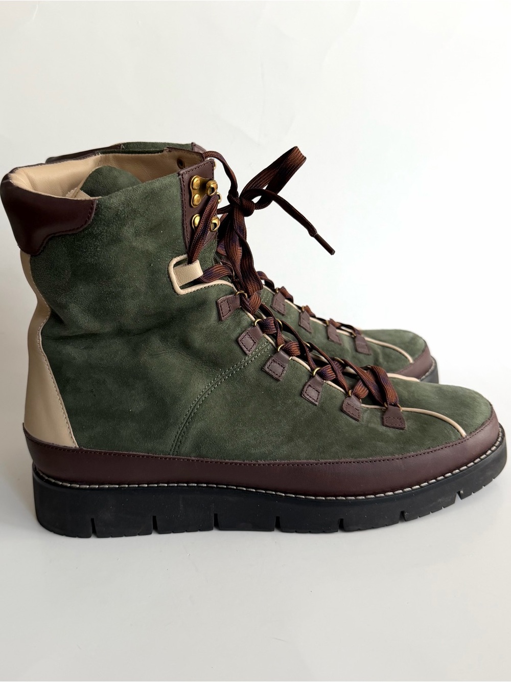 J. Crew Olive Green "Elsa" Lace-Up Suede Boots Women's Size 9